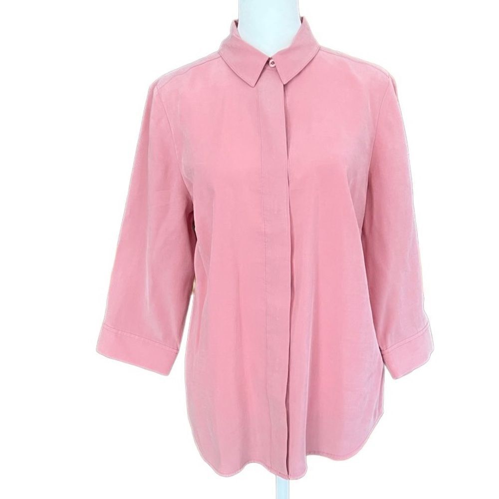 Chico’s modal/polyester blend button front pink shirt, 3/4 sleeves size 0 (S, 4)